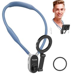 Suteng Magnetic Neck Phone Holder, Cell Phone Holder Around Neck POV/Vlog Selfie Mount Hand Free Phones Neck Holder Video Recording Chest Stand for iPhone 15 14 13 12 Pro Max Plus Mini (Blue)