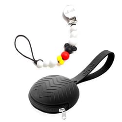 Ali+Oli (Black) Bundle Duo, Modern Pacifier Case & Pacifier Clip, BPA Free Food-Grade Silicone, Gift Set for Baby
