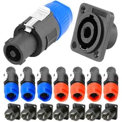 DKARDU NL4FC for Speakon Audio Connector 4 Pole Male Plug Female Panel Mount Socket Speaker Twist Lock Adapter for Neutrik for Speakon NL2FC NL4FX NLT4X NL4FC NA4LJ NA4LJX Amplifier, 16 Pcs
