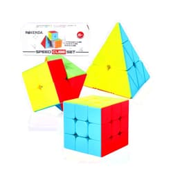 ROXENDA Speed Cube Set, Magic Cube Set of 2x2x2 3x3x3 Pyramid Cube Smooth Puzzle Cube (Stickerless)