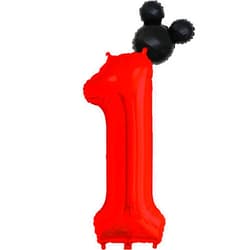 HIBILDER 40 inch Red Number 1 Balloon & Mini Mouse Head Balloon, 1st Birthday Party Decoration Balloons, Cartoon Mouse Birthday Party Supplies Baby Shower Decoration, Red Black Theme Party Decorations Supplies