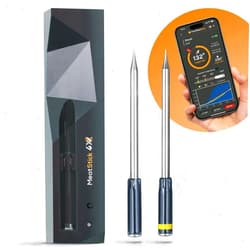 The MeatStick MeatStick 4X Bundle [2-Probe/650ft Range] | Quad Sensors Smart Wireless Meat Thermometer with Bluetooth | for Smoking, Grilling, BBQ, Air Fryer, Deep Frying, Oven, Sous Vide, Rotisserie