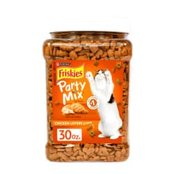 Friskies Purina Friskies Party Mix Chicken Lovers Crunch with Real Chicken Cat Treats - 30 oz Canister