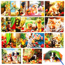 ZOIIWA 24 Pcs Dementia Products for Elderly Reusable Water Painting Toys Pet Dog Cat Dementia Activities for Adults Seniors Dementia Water Doodle Coloring Set Painting Brush for Elderly Drawing Gifts