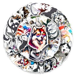 Zumkjde Cute Alaskan Malamute Dogs Stickers, 50Pcs Cartoon Funny Alaskan Malamute Pets Dog Animal Decals for Kids Boys Girls, Zumkjde Decor Laptops Water Bottles Furniture Labels Sticker