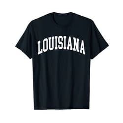 US College Campus High School University Designs Louisiana US College Font Proud American USA States T-Shirt