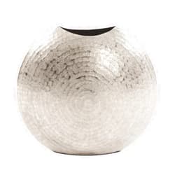 Howard Elliott Collection Frosted Decorative Metal Vase Mettalic Silver Accent with Hammered Texture for Home, Centerpiece, Entryway & Living Room, 10.25 x 5 x 10.75 Inch, Small
