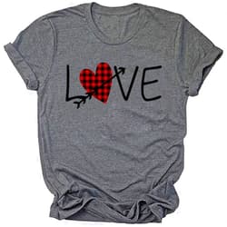 Tasuxe Valentine's Day Shirt for Women Love Heart Print Short Sleeve Tops