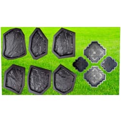 BETONEX 4 pcs Beautiful Plastic Form Big Pathmaker Concrete Molds & 6 pcs Flagstone Molds ABS 2mm Cement Mold - Paving DIY Stepping Stone Mold