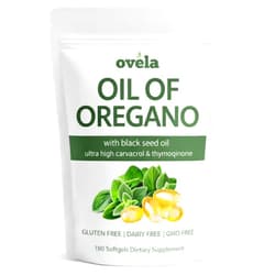 Ovela Oil of Oregano with Black Seed Oil Softgels, Orgatics Oil of Oregano 6000mg Wild-Harvested Oregano Oil + 200mg Black Seed Oil per Serving, Non-GMO, Gluten Free, 180 Softgels