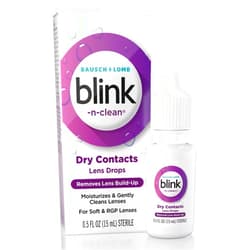 Blink-N-Clean Lens Drops, Rewetting Drops for Contact Lenses, Instant Dry Lens Moisturizing, for Soft & RGP Lenses, 0.5 fl oz