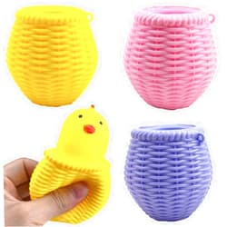 Ecuupas 3Pcs Easter Squeeze Toys Chicken Coop Stress Balls Random Color Cute Chick Sensory Fidget Toys Stress Relief Toys Novelty Fun Squeeze Stress Relief Toys Squishies Toys for Kids…