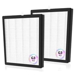 TOMORAL G3 / A3 Replacement Filter Compatible with AMEIFU G3 Air Purifier, also fits VEWIOR A3 & Tailulu HQZZ-260, 3-in-1 True HEPA Filter, Activated Carbon and Pre-Filter, 2-Pack