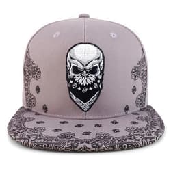 Trendy Apparel Shop Skull Bandana Embroidered Paisley Print Flatbill Cap