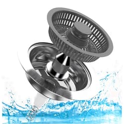 SOPHREPT 3 in 1 Kitchen Sink Stopper and Strainer, Pop Up Sink Drain Strainer for Standard 3-1/2 Inch, Stainless Steel Kitchen Sink Drain Strainer