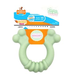 Nylabone Sensory Material Puppy Chew Toy Ring - Puppy Teething Toy for Boredom & Stimulation - Puppy Supplies - Chicken Flavor, Small/Regular (1 Count)