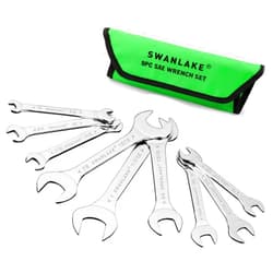 SWANLAKE GARDEN TOOLS SWANLAKE 9Pcs Super-Thin Open End Wrench Set, CR-V Steel, SAE Size 1/4