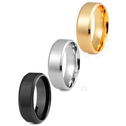 Jstyle Stainless Steel Rings for Men Wedding Ring Cool Simple Band 8MM Width 3 Pcs A Set