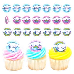 DecoPac Cinnamoroll Rings, 24 Hello Kitty Cupcake Decorations, Blue And Pink Toppers - 24 Pack
