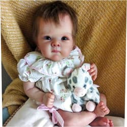 Angelbaby Reborn Realistic Baby Doll Look Real Girl, 18 Inch Lifelike Newborn Soft Weighted Body Baby with Hair Silicone Doll Closed Month Cute Child Doll for Kids & Adult Collections