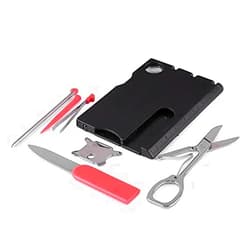 KarenDeals Convenient 9 in 1 Handy Multifunctional Tool Card with Screwdriver LED Light Magnifier Outdoor Camping Equipment [Black]