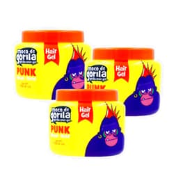 Moco de Gorila Punk, Hair Styling Gel, Gives your Hairstyle a Long-Lasting Effect, Reactivate with Water, High Fixation, 3-Pack of 9.52 Oz Each, 3 Jars