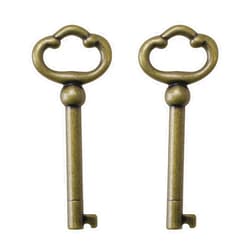VIDABTE KY-2AB Antique Brass Plated Hollow Barrel Skeleton Key,Universal Skeleton Key for Cabinets,Curio,Jewelry Boxes,Desk,and More(2 Pack)