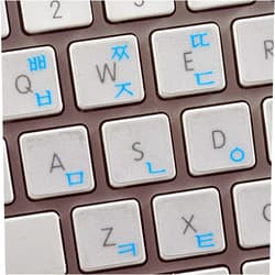 4Keyboard Korean Apple Keyboard Sticker with Blue Lettering ON Transparent Background