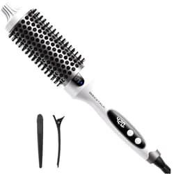 Wavytalk Thermal Brush, 1.5 inch Heated Round Brush for Blowout Look, Negative Ion Technology, Ceramic Tourmaline, 5 Temperature Settings, Dual Voltage, White