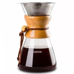 COSORI Pour Maker, 34 Ounce Glass Coffee Pot&Coffee Brewer with Stainless Steel Filter High Heat Resistance Decanter, Measuring Scoop Included, 1 Liter, Transparent