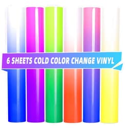 Lya Vinyl Color Changing Vinyl Permanent Adhesive for Cricut, 6 Pack Cold Permanent Vinyl Bundle,12