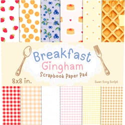Swan Song Script Breakfast Gingham Scrapbook Paper Pad: 8x8 in.