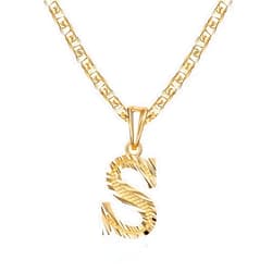 Barzel 18K Gold Plated Initial Necklace with Diamond Cut Initial,18
