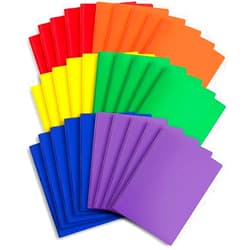 Scentfull Bulk 30 Pack Two Pocket Folders with Prongs, Durable Poly Folders with Clasps, Letter Size with Business Card Slot, Assorted Colors