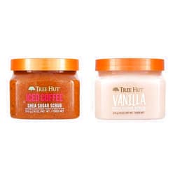 Tree Hut Iced Coffee & Vanilla Shea Sugar Body Scrubs, Both 18 oz