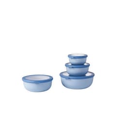 Mepal Cirqula Set of 4 Multi Food Storage and Serving Bowls with Lids, Food Prep Containers, Shallow, Nordic Blue, 1 each (350ml|12oz), (750ml|25oz), (1250ml|42oz), (2250ml|76 oz), 1 Set