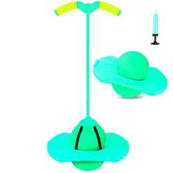 Christoy Pogo Jumper with Handle and Ball Pump, High Jump Toy Bounce Jump Trick Board Pogo Bouncing Ball Safe and Fun Pogo Stick for Kids Boys Girls and Adults (Green)