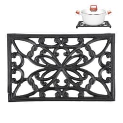 Sumnacon Rectangle 10 x 6.1 Inch Cast Iron Trivet - Rustic Heat Resistant Metal Trivet for Hot Dish Pot Pan Teapot, Vintage Sturdy Hot Plate Pad for Kitchen Dining Countertop Table