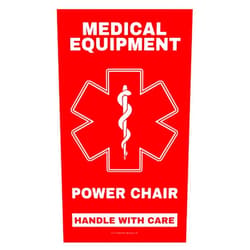 CPAP Medical Luggage Tag Power Chair Medical Equipment Luggage Tag - Handle with Care, DOT and ACAA regulations (LUG-power-chair-336) Quantity (2)