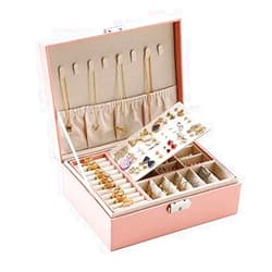 ROYWOO 2 Layer Women's Jewelry Box, Jewelry Box, Large Jewelry Box for Women and Girl, PU Leather Jewelry Box with Removable Tray, Jewelry Box, Bracelets, Necklaces, Earrings