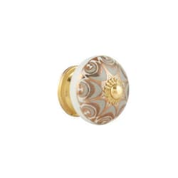 Rasiya Art Dresser Knobs for Cabinets and Drawers - Handmade Ceramic Kitchen Cupboard Wardrobe Pull Handle Countryside Boho Decor Furniture Hardware - Grey Gold - Pack of 4