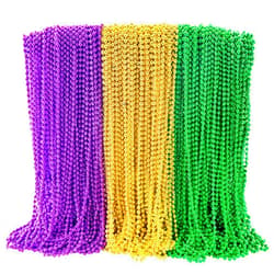 JOYIN 120 Pcs Mardi Gras Bead Necklaces, Gold Green Purple Metallic Colors Necklaces Set for Mardi Gras Party Favors Supplies, Decoration, Costume Accessories, Masquerade