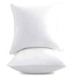 FAVRIQ 24 x 24 Throw Pillow Inserts with 100% Cotton Cover Square Cushions for Chair Bed Couch Car Down Alternative Pillow Form Sham Stuffer Decorative Pillow Insert White Sofa Pillow (Set of 2)