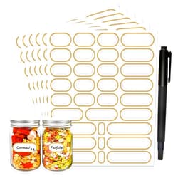 JaoNanl Spice Labels Stickers,Waterproof Pantry Labels for Mason Jars,Food Containers,Spice Jars,Storage Bins,Bottles,Kitchen Labels with Marker Pen,4 Sizes,Pack of 192(Gold)