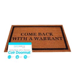 BIRDROCK HOME Come Back with a Warrant Doormat - Funny Front Door Mat for Indoor Outdoor Entrance - Black Border Rug for Entryway, Porch, Patio, House, or Backdoor - Low Profile, Easy to Clean - 18x30