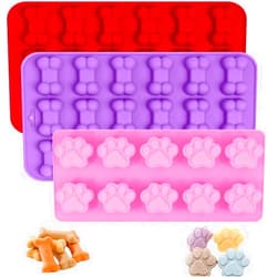 AITINIA Silicone Molds, Cute Paw and Bone Dog Treat Molds Non-stick Natural Food Grade Silicone Molds for Baking/Candy/chocolate/Cookie/Jello/Gummy(3 Pcs)