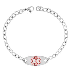 Sabrina Silver Surgical Steel Medical Alert Bracelet for BRILINTA ID 9/16 inch wide, 9 inch long