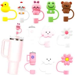LDKEKDF LDKEDKF 11Pcs Straw Cover for Stanley, Silicone Straw Topper, Straw Covers Cap for Stanley Cup 30&40oz with Tumblers, 10mm 0.4in Lid Accessories for Stanley, Simple Straw Topper (Reusable)