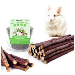 Bissap 120g/4.2oz Apple Sticks for Rabbits, Natural Bunny Chew Toys and Treats for Chinchilla Guinea Pig Hamster Gerbil Small Animals Pet Apple Wood Stick Toys Teeth Grinding
