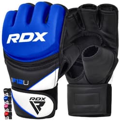 RDX MMA Gloves Grappling Sparring, Maya Hide Leather, Boxing Gloves Men Women Muay Thai Martial Arts Training, Half Finger Adjustable Mitts Wrist Support kickboxing Cage Fighting Punching Bag Workout